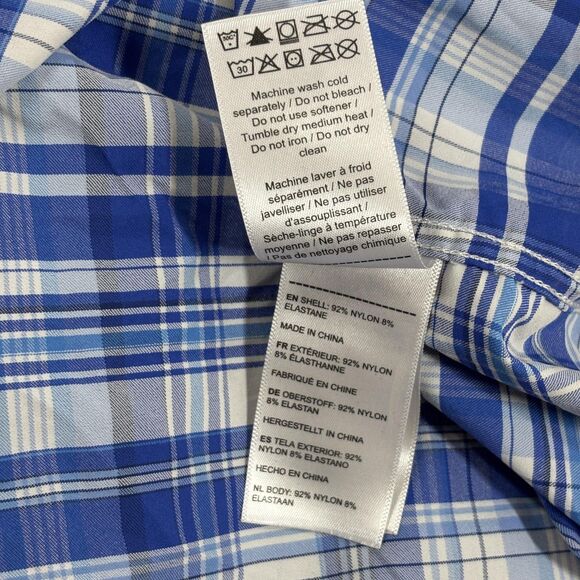 Untuckit Tramonti Shirt Men's Large Blue White Plaid Slim Fit Button Down Pocket - Picture 9 of 9